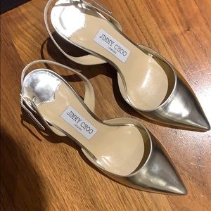 Jimmy Choo Silver Slingback High Heel 100% Auth